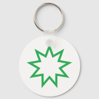 Bahai star green key ring