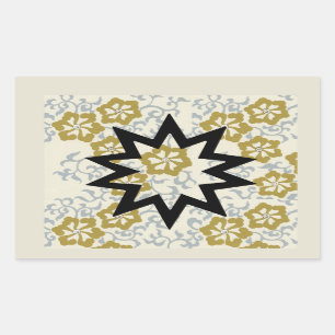 Baha'i Star on Gold and Silver Background Rectangular Sticker