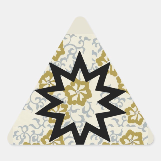 Baha'i Star on Gold and Silver Background Triangle Sticker (Front)
