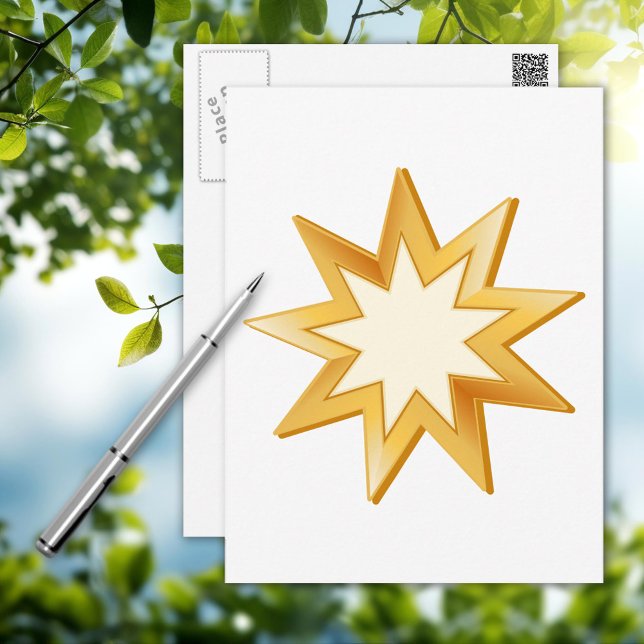 Baha'i Symbol Postcard (Nine pointed star, symbol of the Baha’i faith. Customize with your message.)