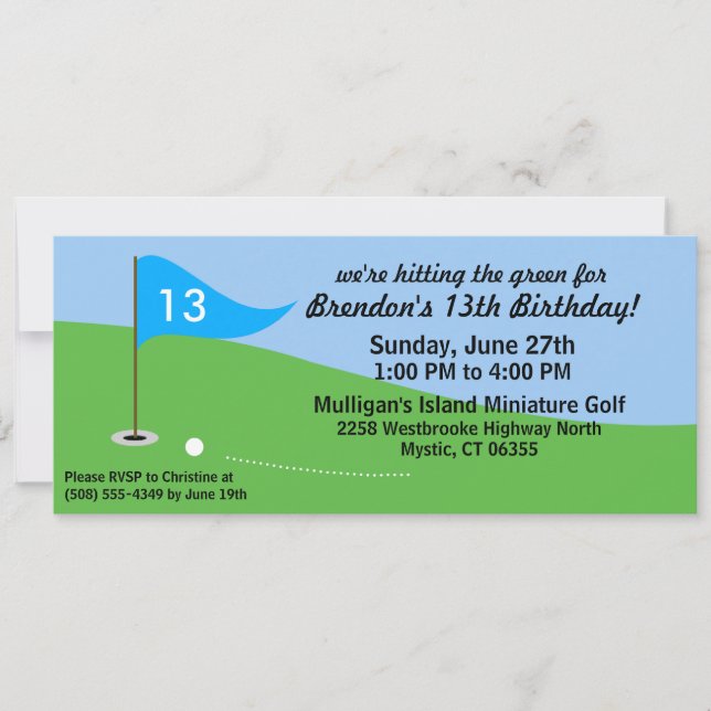 Bahama Blue Hit the Green Golf Birthday Party Invitation (Front)