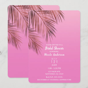 Bahama Breeze Bronze Palm Pink Bridal Shower Invitation