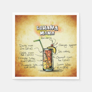 Bahama Mama Bartender Drink Recipe Napkin