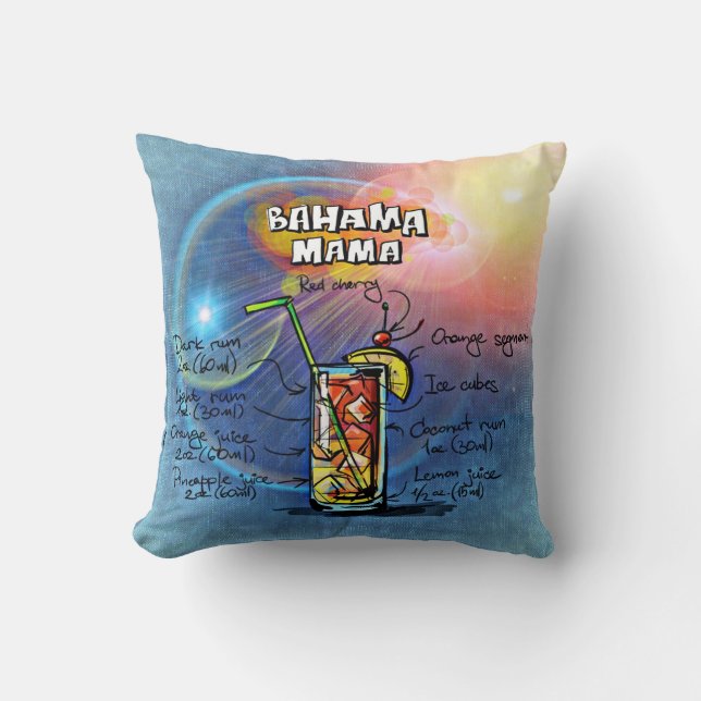 Bahama Mama Cocktail (#8 of 12 Drink Recipe Sets) Cushion (Front)