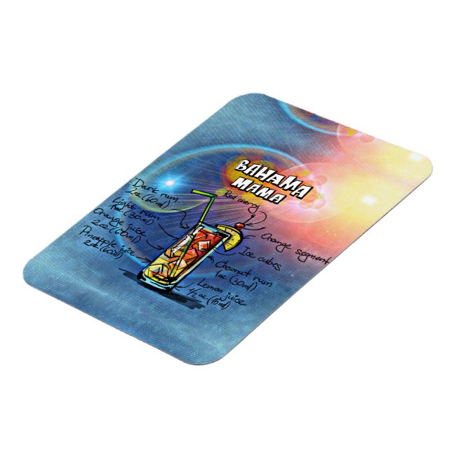 Bahama Mama Cocktail Drink Recipe Magnet (Left Side)