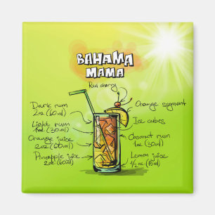 Bahama Mama Cocktail Recipe Magnet