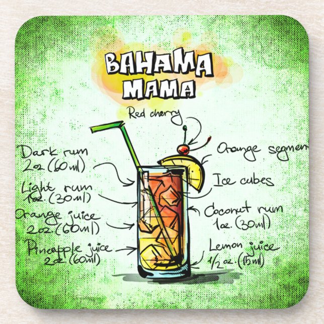 Bahama Mama Drink Recipe Coaster (Front)