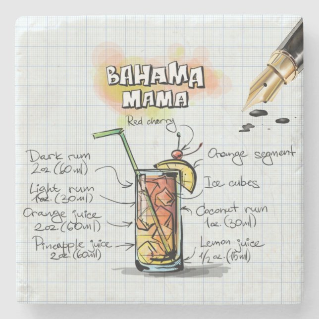 Bahama Mama Drink Stone Coaster (Front)
