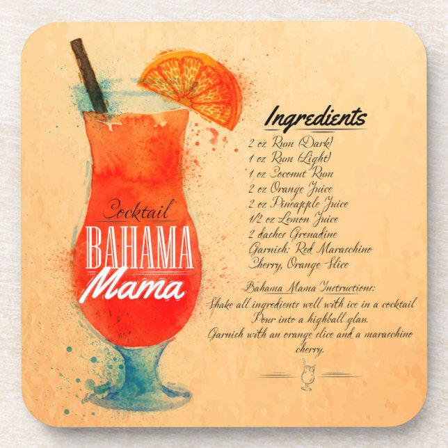Bahama Mama Recipe Coaster (Front)