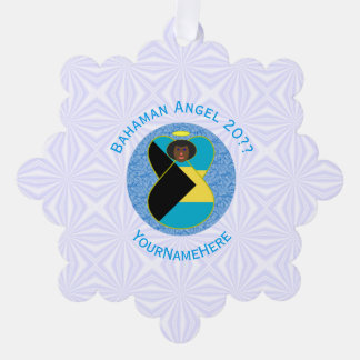 Bahaman Flag Black Angel Personalised Tree Decoration Card