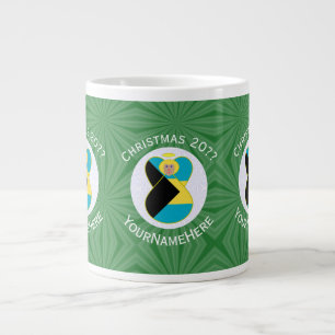 Bahaman Flag Blonde Angel Christmas Personalised  Large Coffee Mug