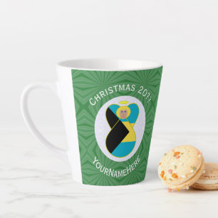 Bahaman Flag Blonde Angel Christmas Personalised  Latte Mug