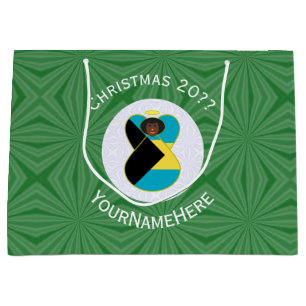 Bahaman Flag Dark Angel Christmas Personalised  Large Gift Bag