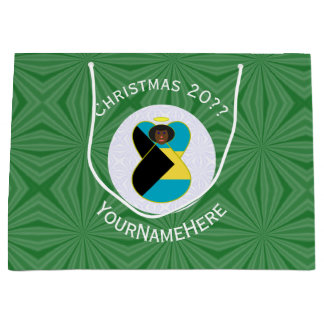 Bahaman Flag Dark Angel Christmas Personalised Large Gift Bag