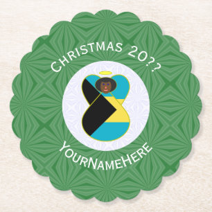 Bahaman Flag Dark Angel Christmas Personalised  Paper Coaster