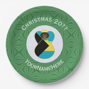 Bahaman Flag Dark Angel Christmas Personalised Paper Plate