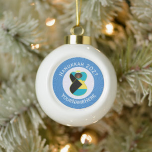 Bahaman Flag Dark Angel Hanukkah Personalised Ceramic Ball Christmas Ornament