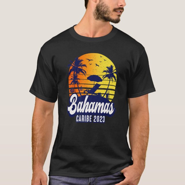 Bahamas 2023 Caribe Sunset Beach Retro Premium T-Shirt (Front)