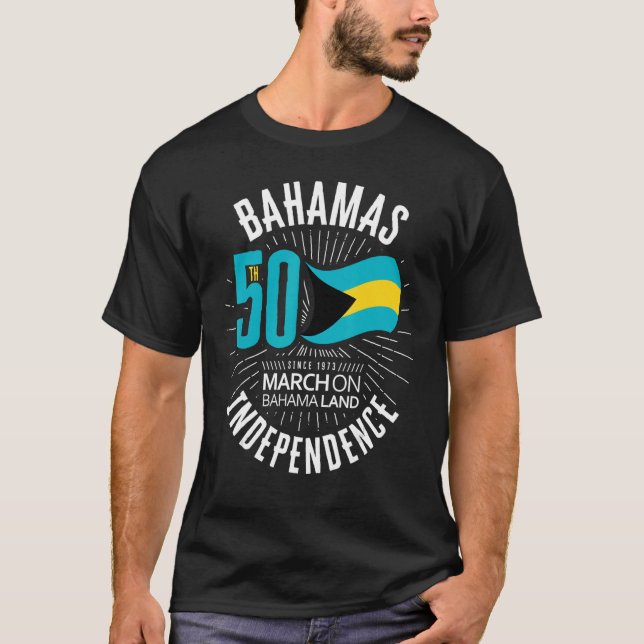 Bahamas 50th Independence Bahamian Flag Nassau Bah T-Shirt (Front)