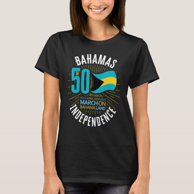 Bahamas 50th Independence Bahamian Flag Nassau Bah T-Shirt (Front)