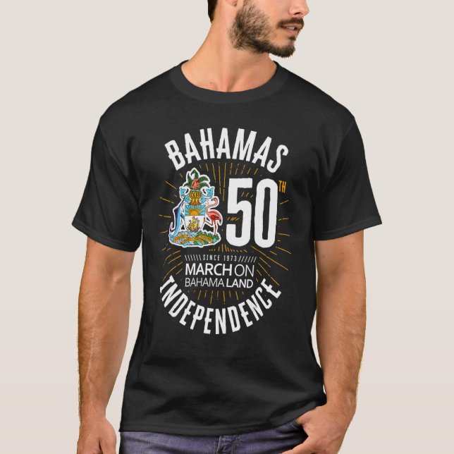 Bahamas 50th Independence Bahamian Flag Nassau Bah T-Shirt (Front)