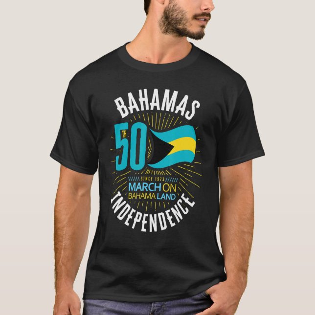 Bahamas 50th Independence Bahamian Flag Nassau Bah T-Shirt (Front)