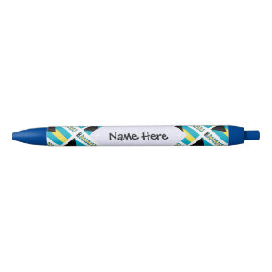Bahamas and Bahaman Flag Tiled Personalised  Black Ink Pen