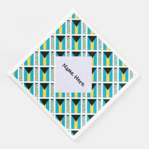 Bahamas and Bahaman Flag Tiled Personalised Napkin