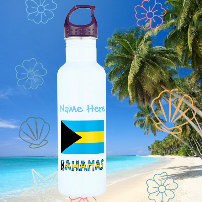 Bahamas and Bahamian Flag Blue Personalisation  710 Ml Water Bottle (Creator Uploaded)