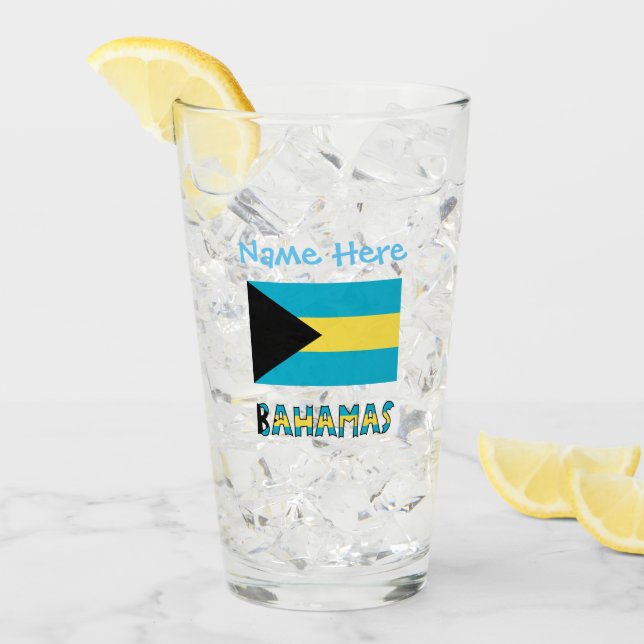 Bahamas and Bahamian Flag Blue Personalisation Glass (Front Ice)