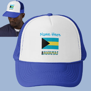 Bahamas and Bahamian Flag Blue Personalisation  Trucker Hat