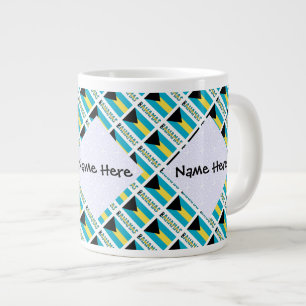 Bahamas and Bahamian Flag Tiled Personalised  Large Coffee Mug