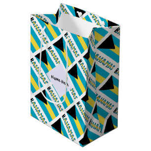Bahamas and Bahamian Flag Tiled with Your Name Medium Gift Bag