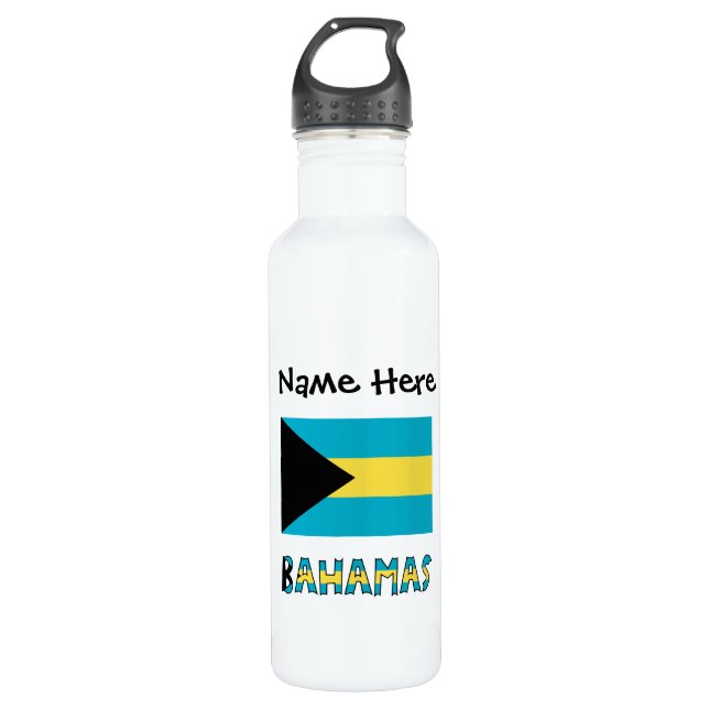 Bahamas and Bahamian Flag with Your Name 710 Ml Water Bottle (Front)