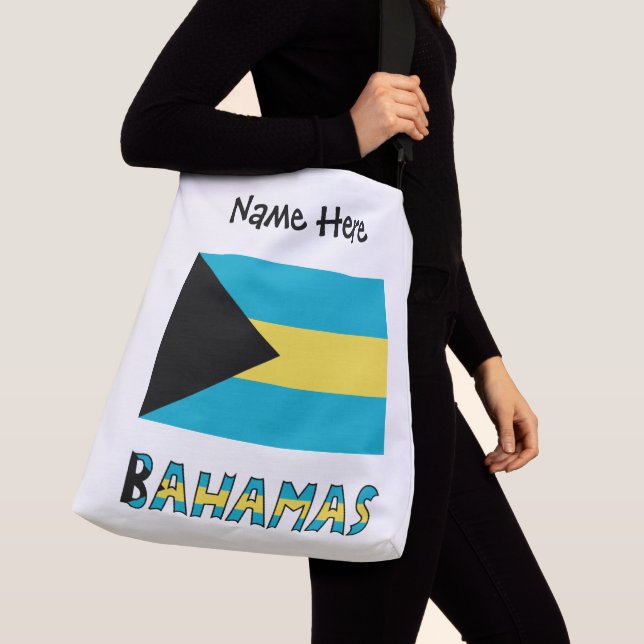 Bahamas and Bahamian Flag with Your Name Crossbody Bag (Close Up)