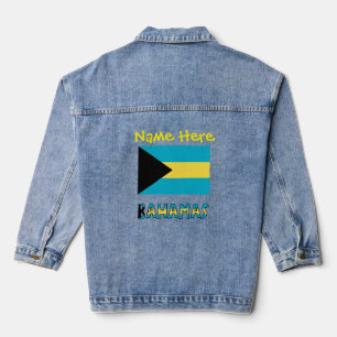 Bahamas and Bahamian Flag Yellow Personalisation  Denim Jacket