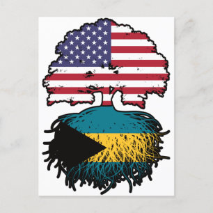 Bahamas Bahamian American USA Tree Roots Flag Postcard