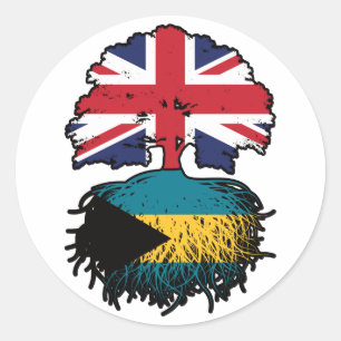 Bahamas Bahamian British UK Tree Roots Flag Classic Round Sticker
