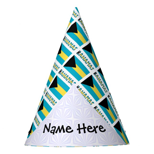 Bahamas Bahamian Flag Tiled Personalised  Party Hat (Front)