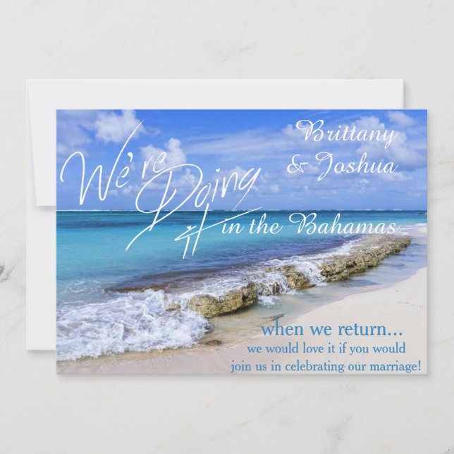BAHAMAS BEACH SHORE WEDDING INVITATION (Front)