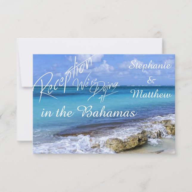 BAHAMAS BEACH SHORE Wedding Reception Card (Front)