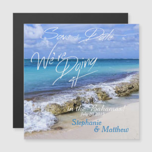 BAHAMAS BEACH SHORE Wedding Save the Date Magnetic Invitation