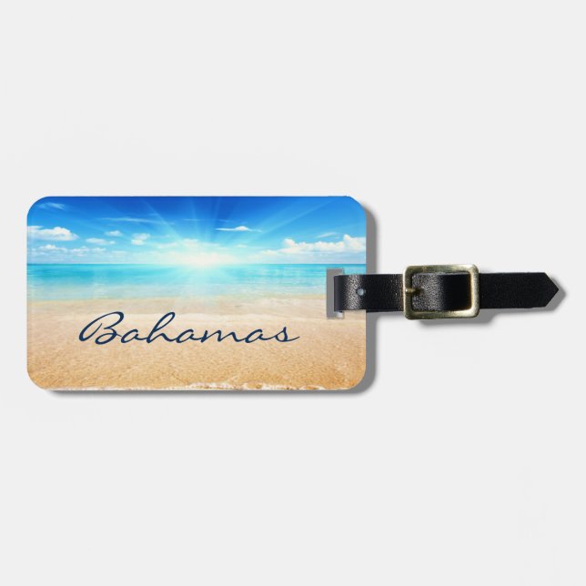 Bahamas  beach sunrise luggage tag (Front Horizontal)