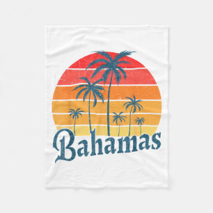 Bahamas Beach Trocal Summer Vibes Vintage Palm Fleece Blanket