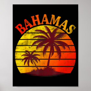 Bahamas beach tropical summer vacation palm tree poster