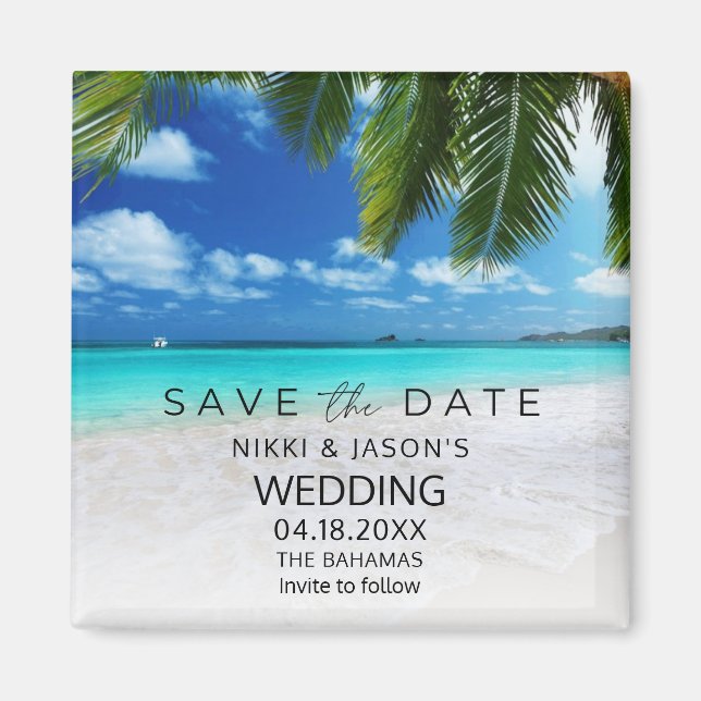 Bahamas Beach Wedding Save the Date Magnet (Front)