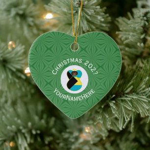 Bahamas Black Angel Christmas Flag Personalised Ceramic Tree Decoration