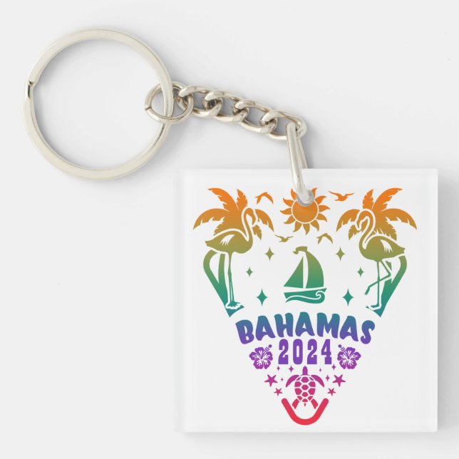 Bahamas Bliss: A Tropical Escape to Island Paradis Key Ring (Front)