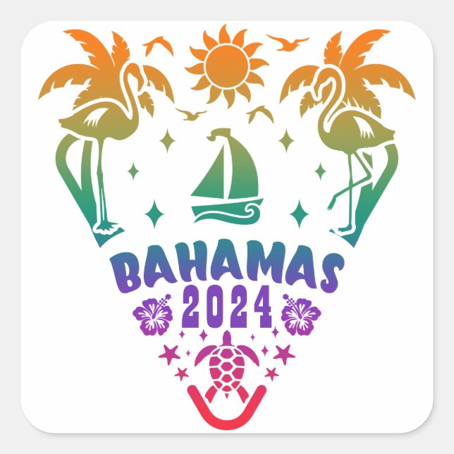 Bahamas Bliss: A Tropical Escape to Island Paradis Square Sticker (Front)