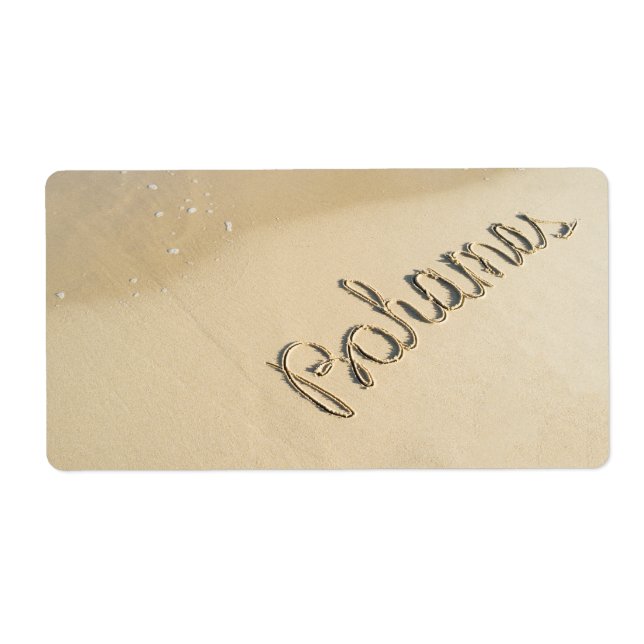 Bahamas carved sign on the beach sand (Front)